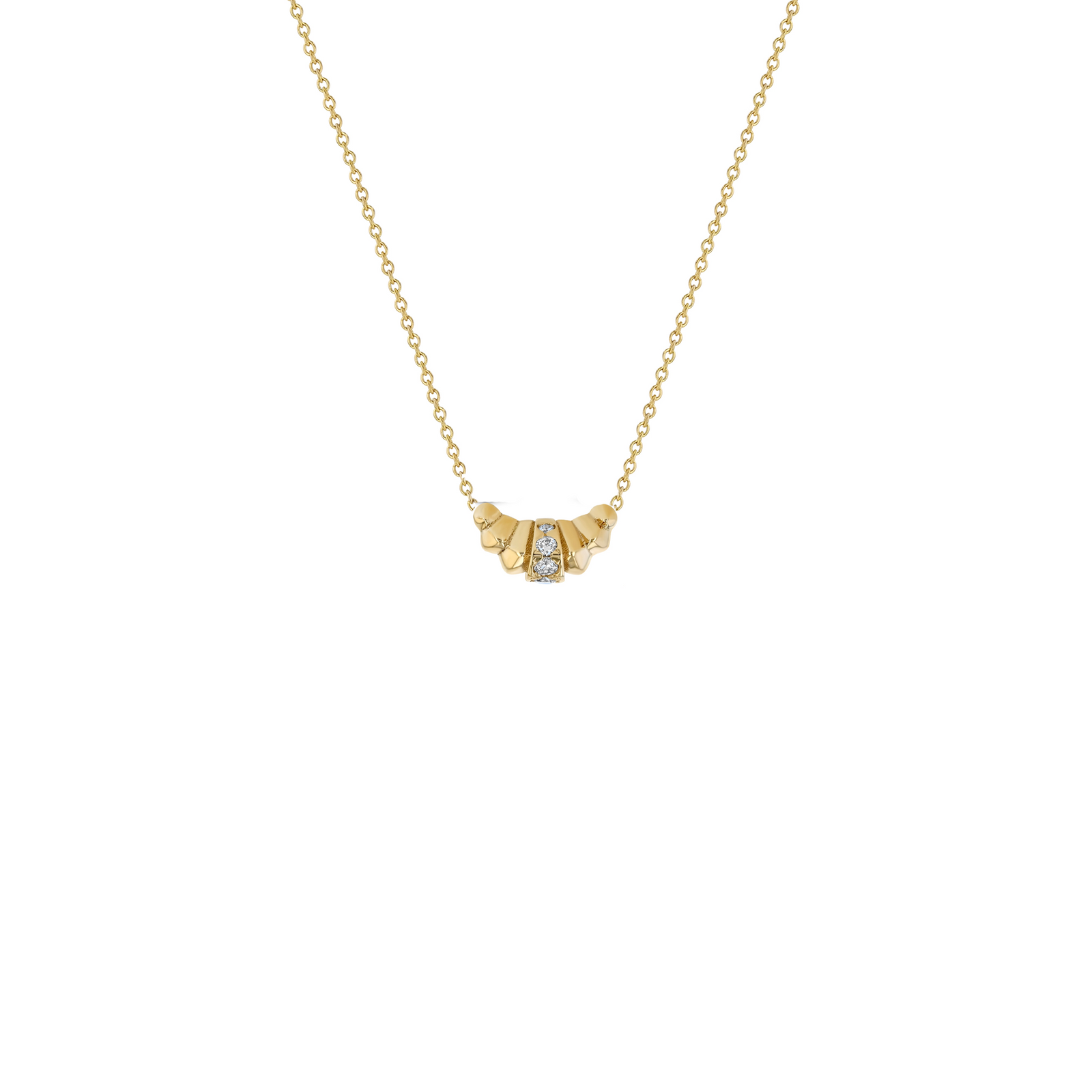 Croissant Necklace with Pave Center Row