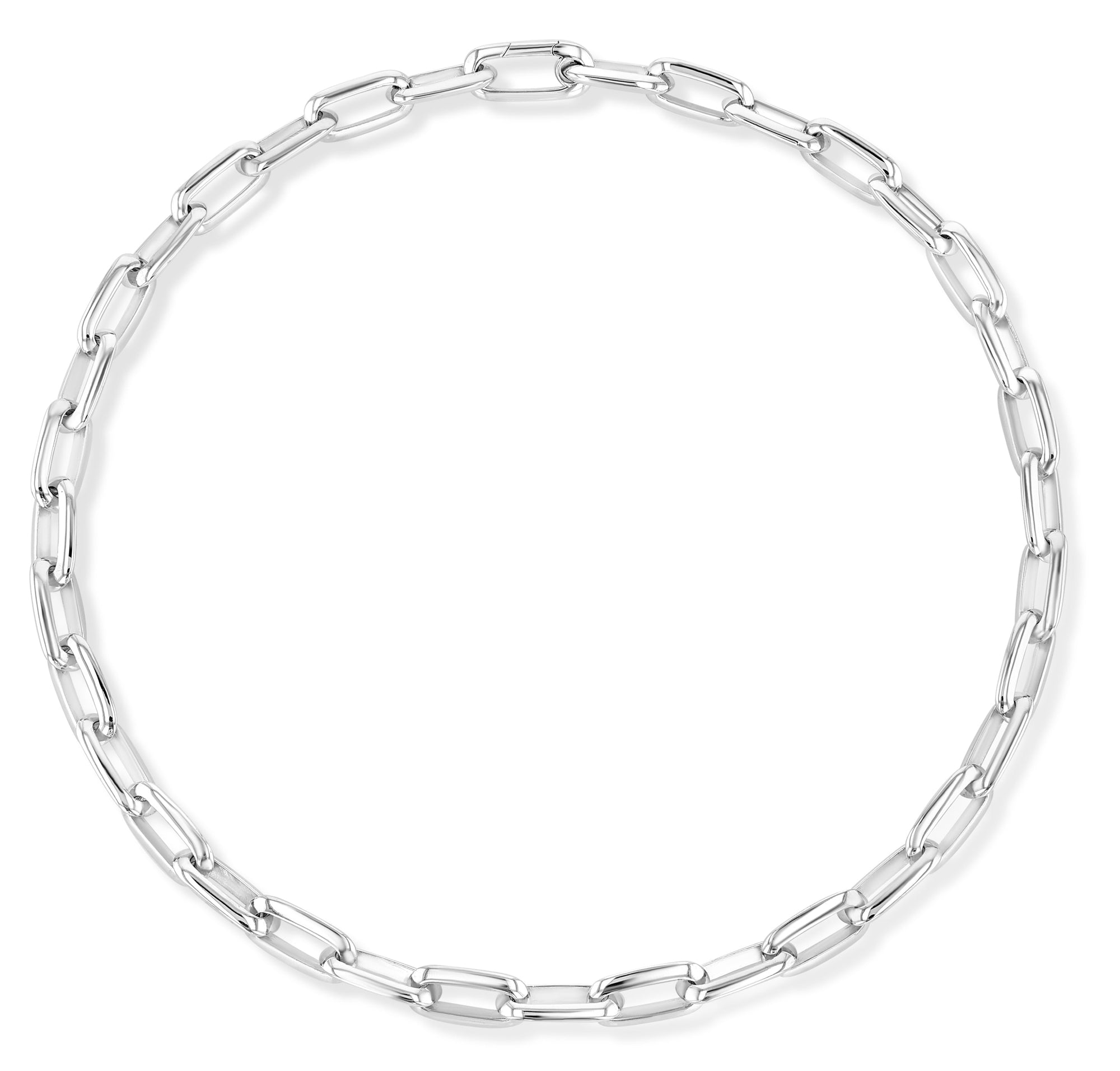 Silver chain bracelet on a white background