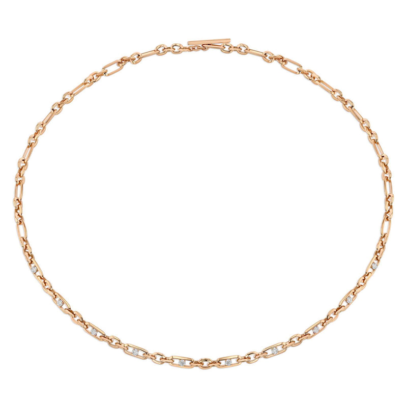 Figaro Chain Necklace With Two-Sided Diamonds
