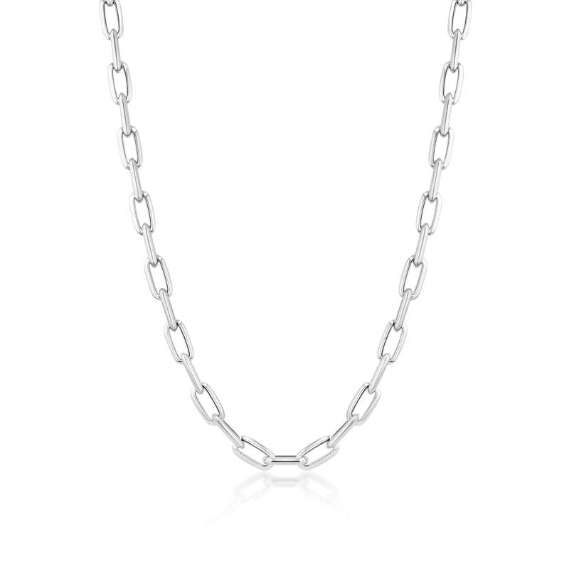Silver chain bracelet on a white background