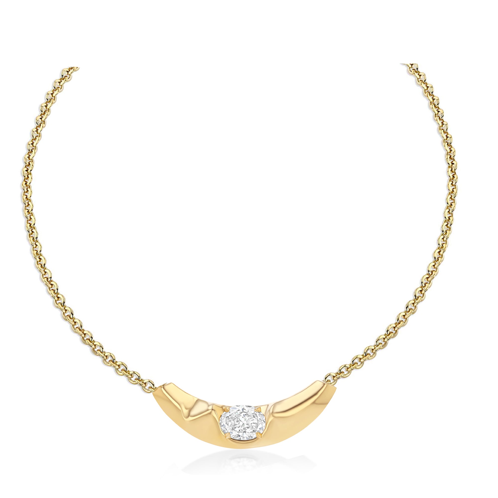 Liquid Gold Slider Necklace with Oval Diamond