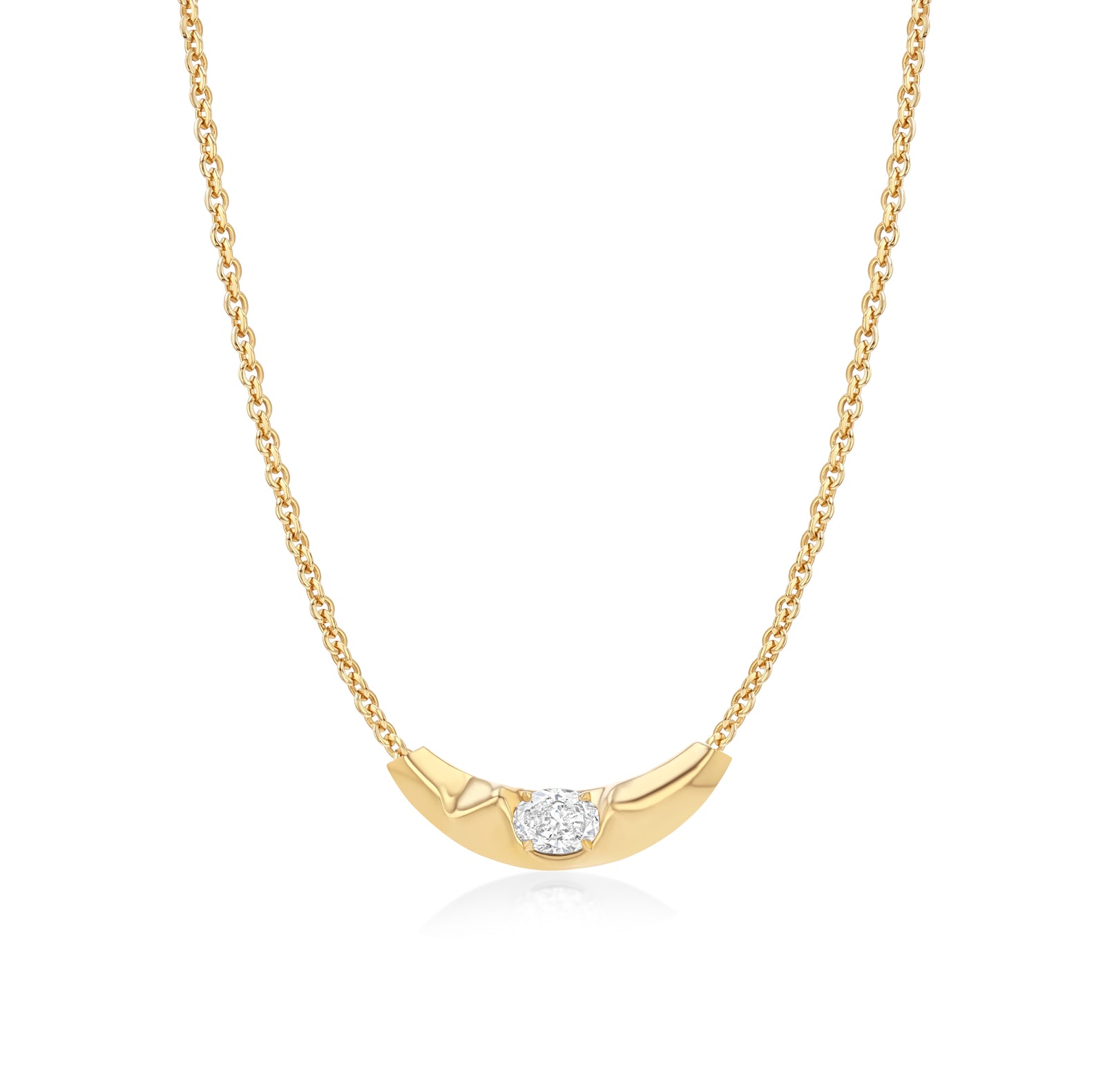 Liquid Gold Slider Necklace with Oval Diamond