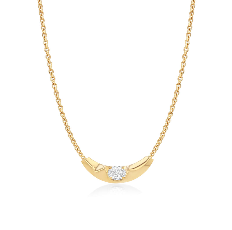 Liquid Gold Slider Necklace with Oval Diamond