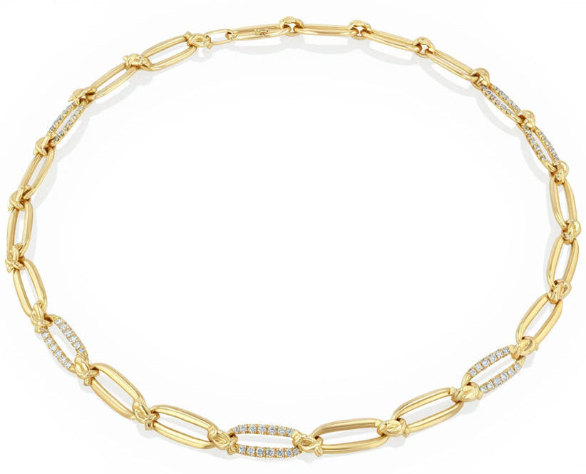 Gold chain necklace on a white background