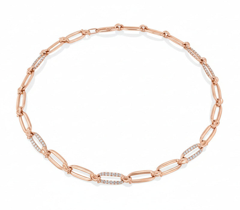 Gold chain necklace on a white background