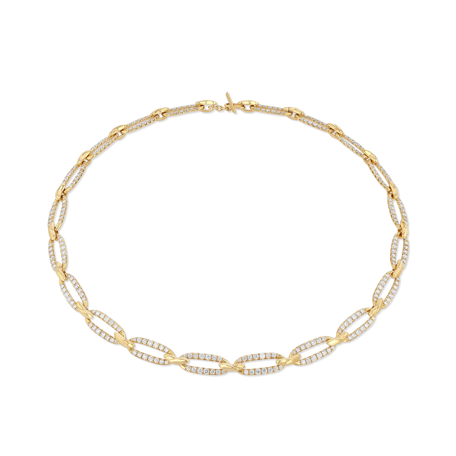 Love Knot Pave Flat Link Chain