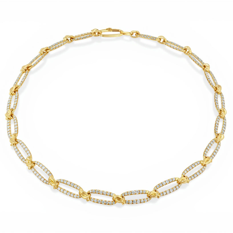 Love Knot Pave Flat Link Chain