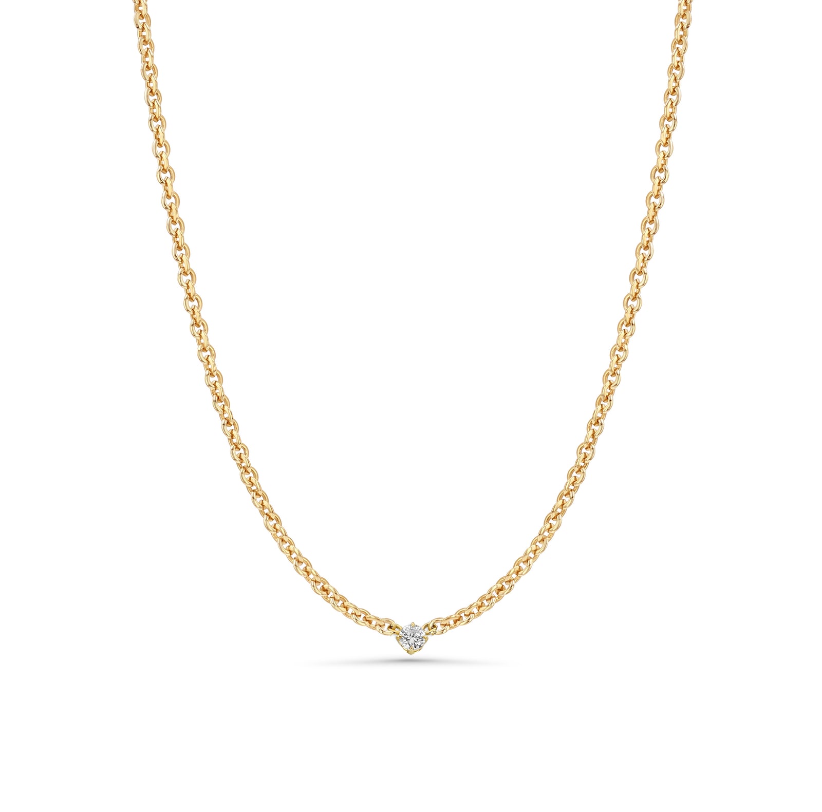 Micro Chain Necklace With Diamond Center