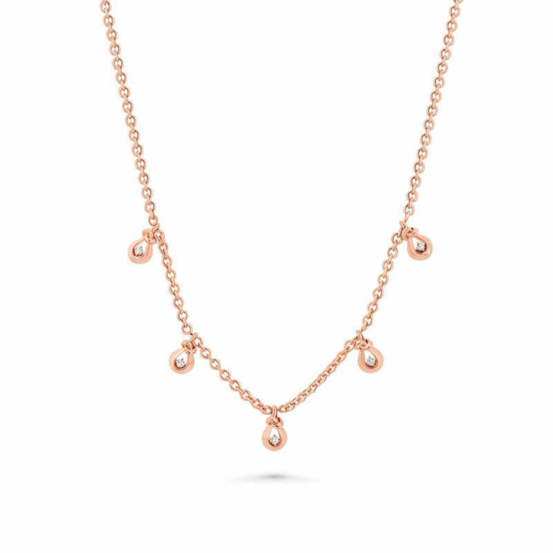 5 Drop Love Knot Station Necklace