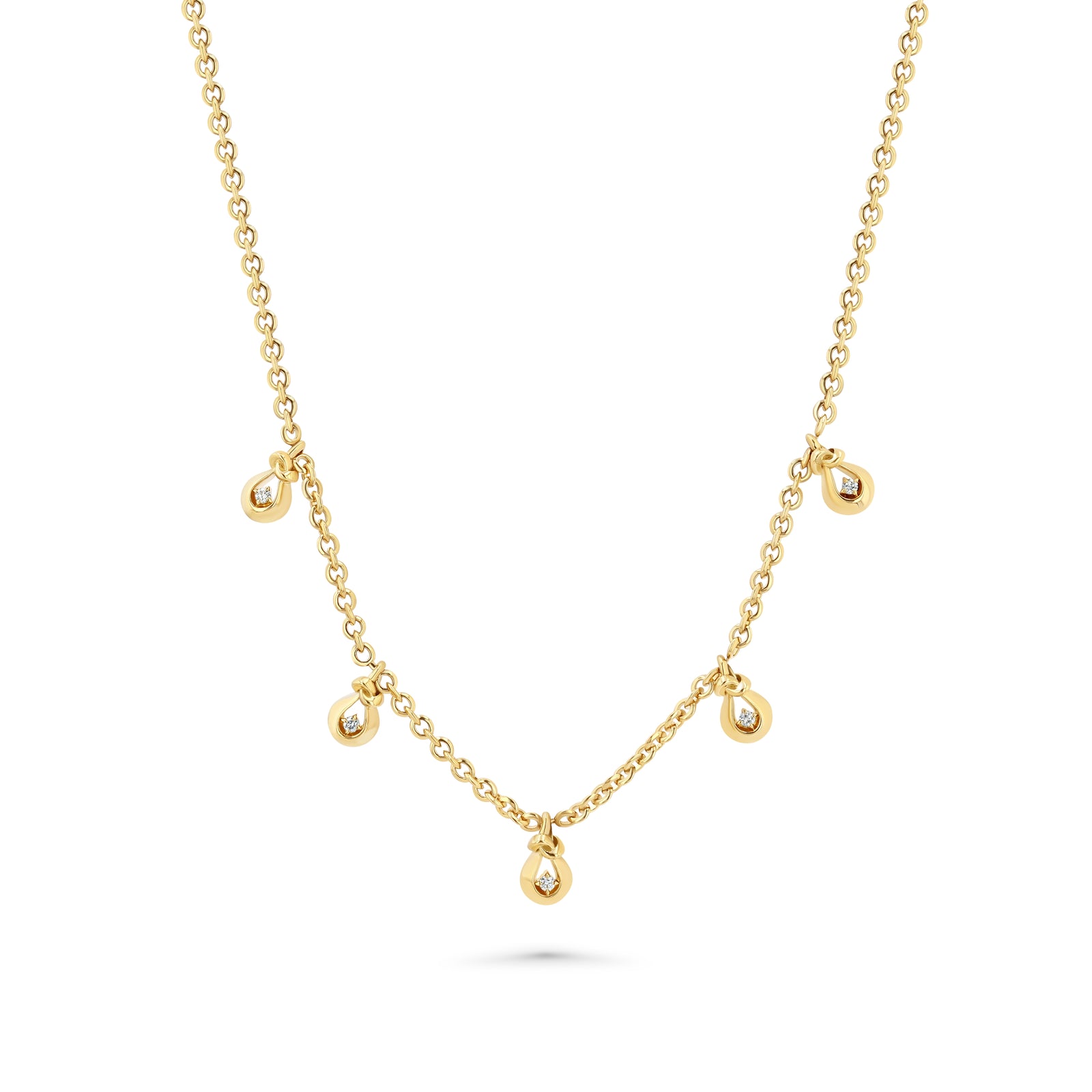 5 Drop Love Knot Station Necklace