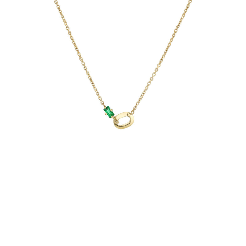 XS Link and Emerald Baguette Necklace