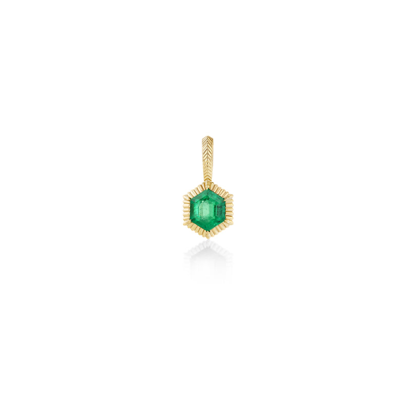 One Of A Kind Fluted Bezel Hexagon Emerald Charm