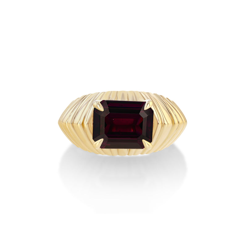 One Of A Kind XL Fluted Crescent Ring with Bi-Color Tourmaline