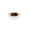 One Of A Kind Fluted Crescent Ring with Bi-color Tourmaline & Pave Stripes
