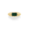 One of a Kind Fluted Crescent Ring with Green Tourmaline