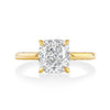 Cushion Cut Diamond Square Band with Pave Sides and Hidden Halo