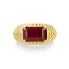 Fluted Ring With Emerald Cut Ruby Center Stone