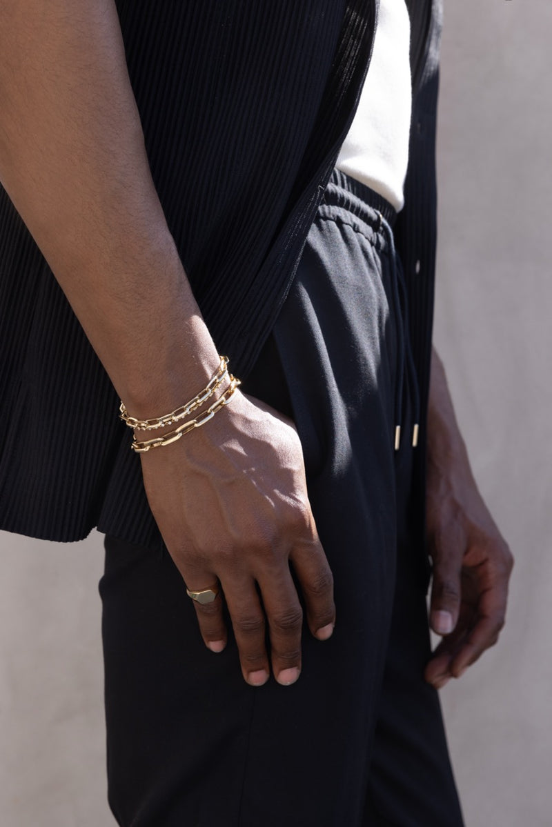 8" Chubby XL Link Knife Edge Chain Bracelet With Clip Clasp