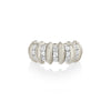 5 Row White Diamond Carre Fluted Bar Ring