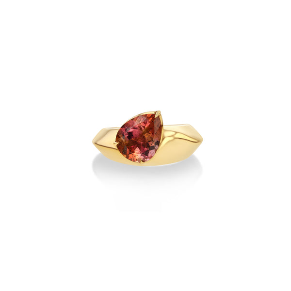Liquid Gold Tourmaline Pear Ring - Lizzie Mandler
