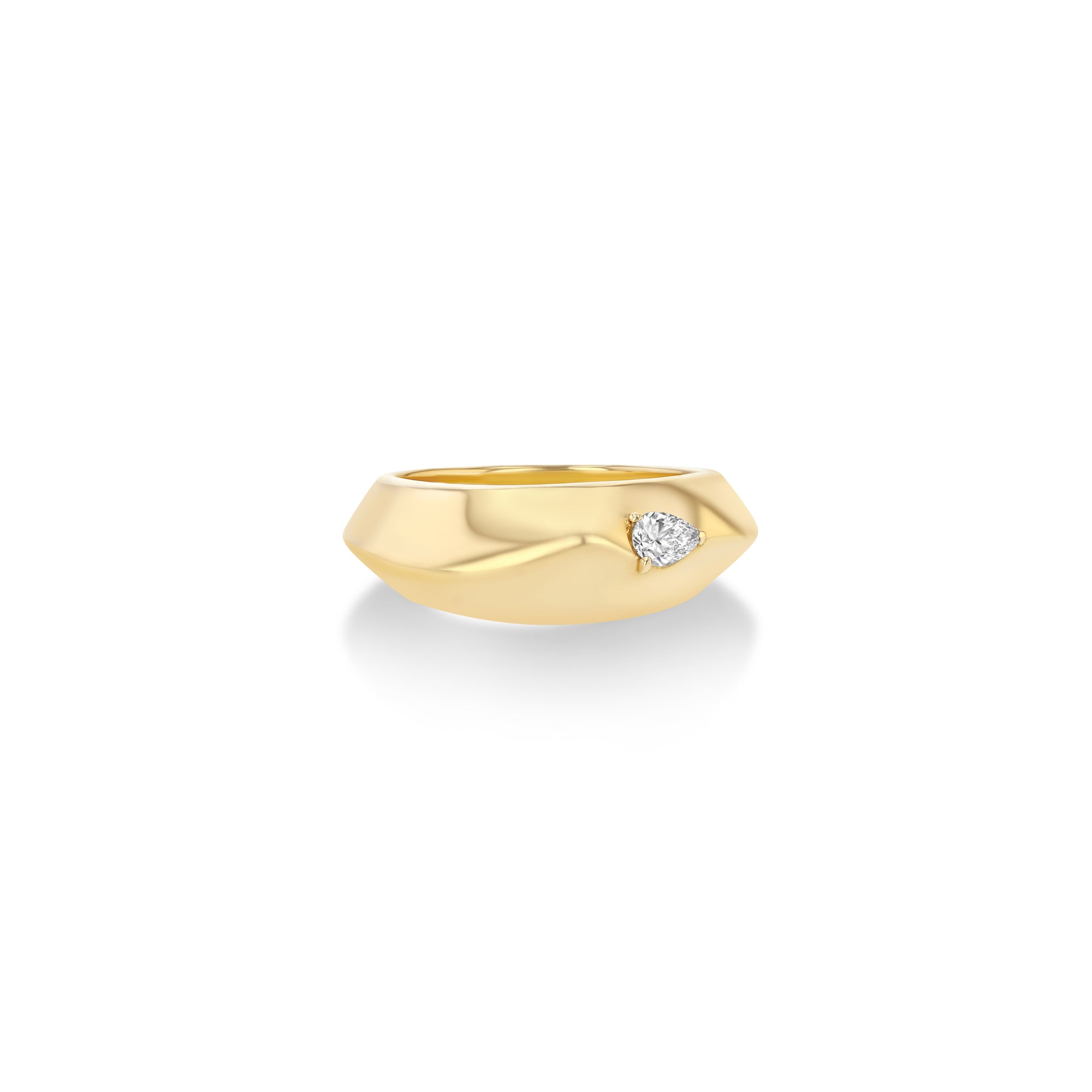 Liquid Gold Ring with Pear Shaped Diamond