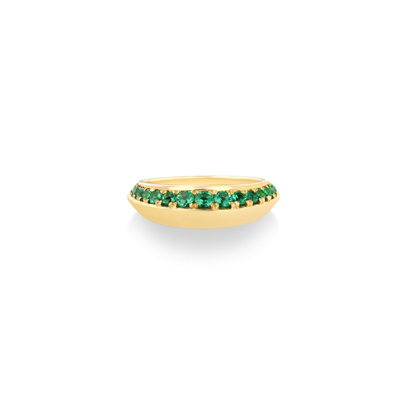 Pavé Crescent Ring with Emerald