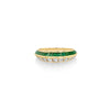 White Diamond Pave and Tapered Emerald Baguette Crescent Ring