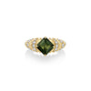 Pave Fluted Band with Green Asscher Tourmaline