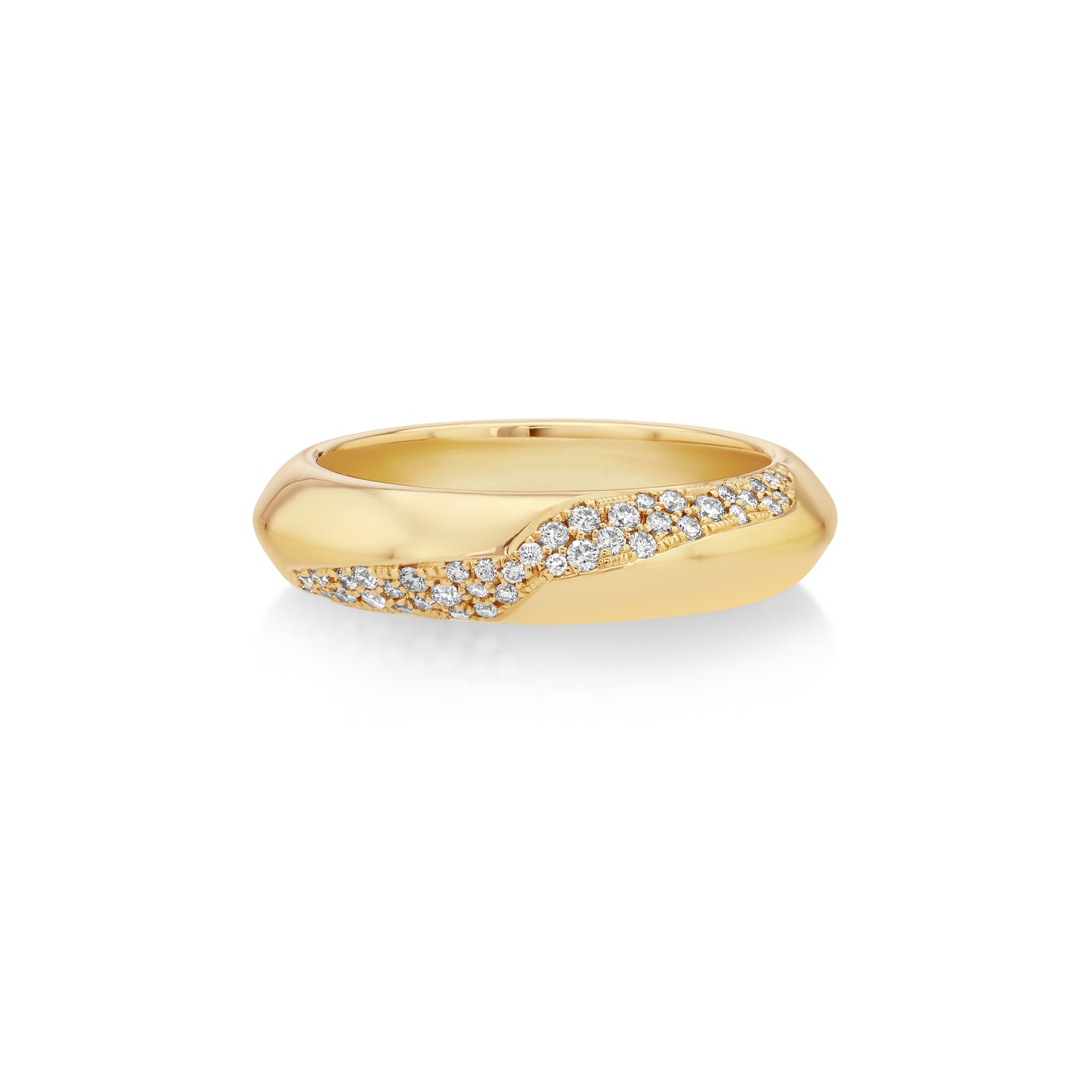 Diamond Knife Edge Ring with Switch Contour Pave