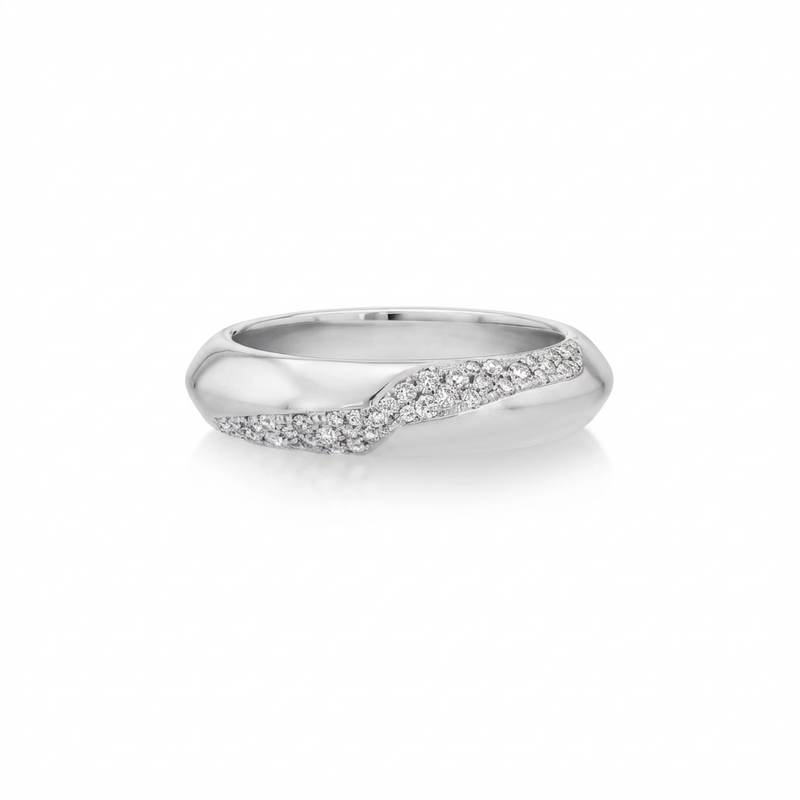 Diamond Knife Edge Ring with Switch Contour Pave