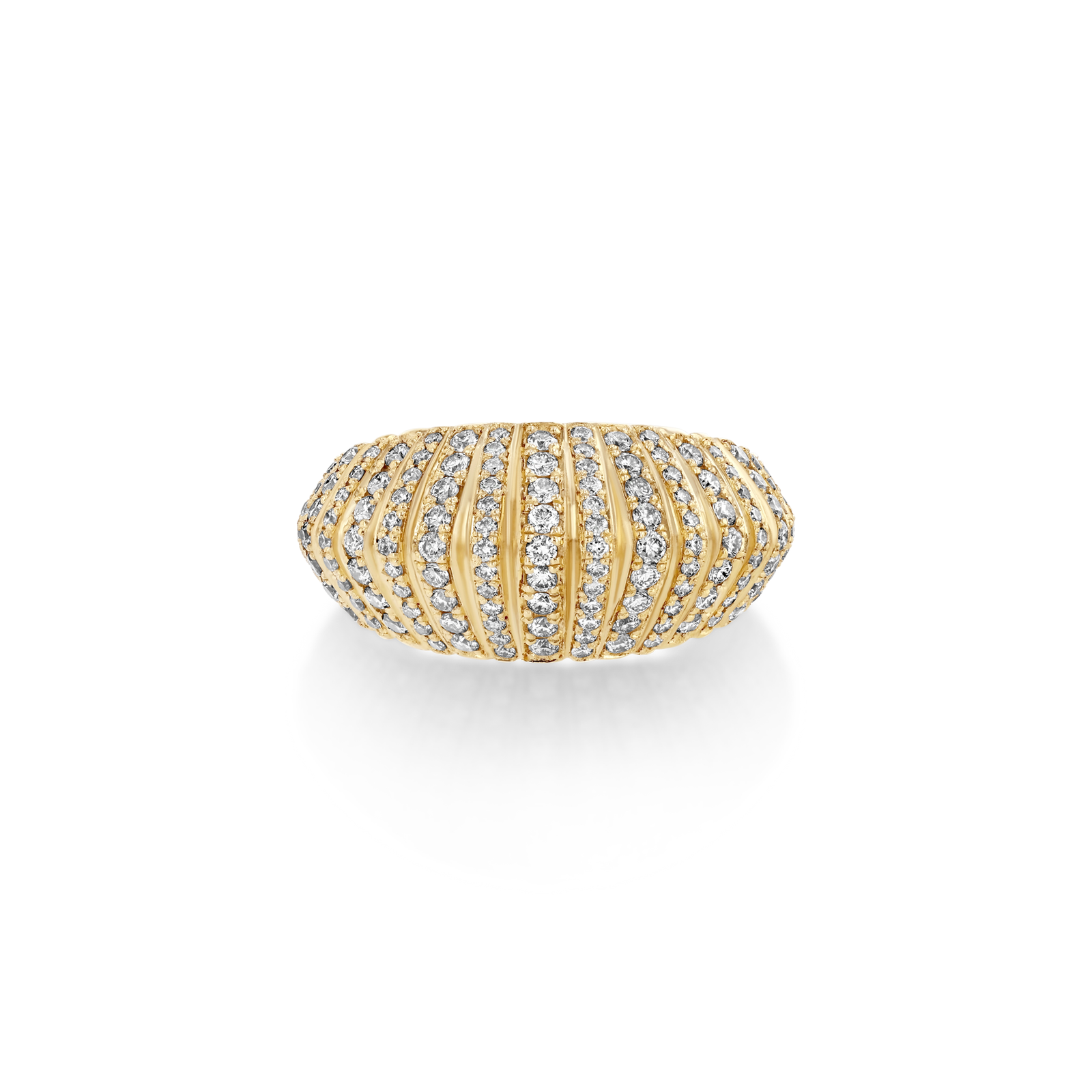 XL Fluted Crescent Ring with Full Pavé