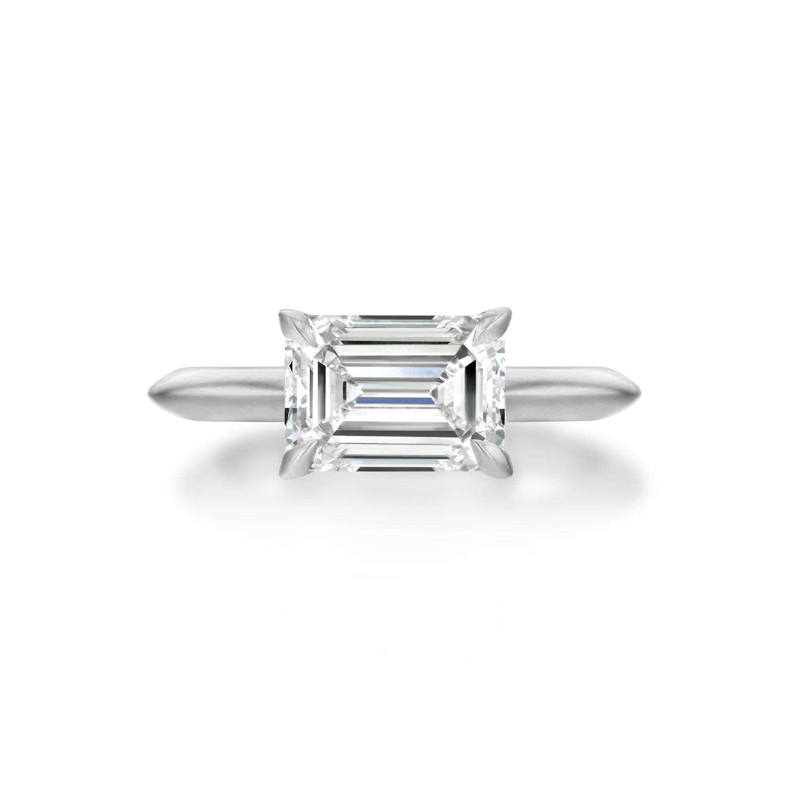 Sideways Emerald Cut with Knife Edge Band