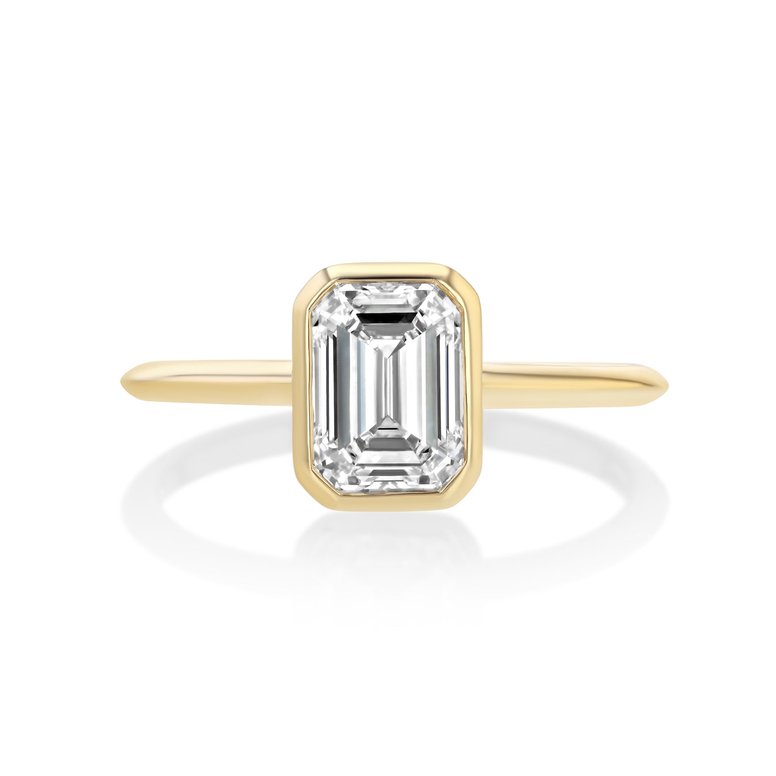 Emerald Cut Bezel Setting with Knife Edge Band