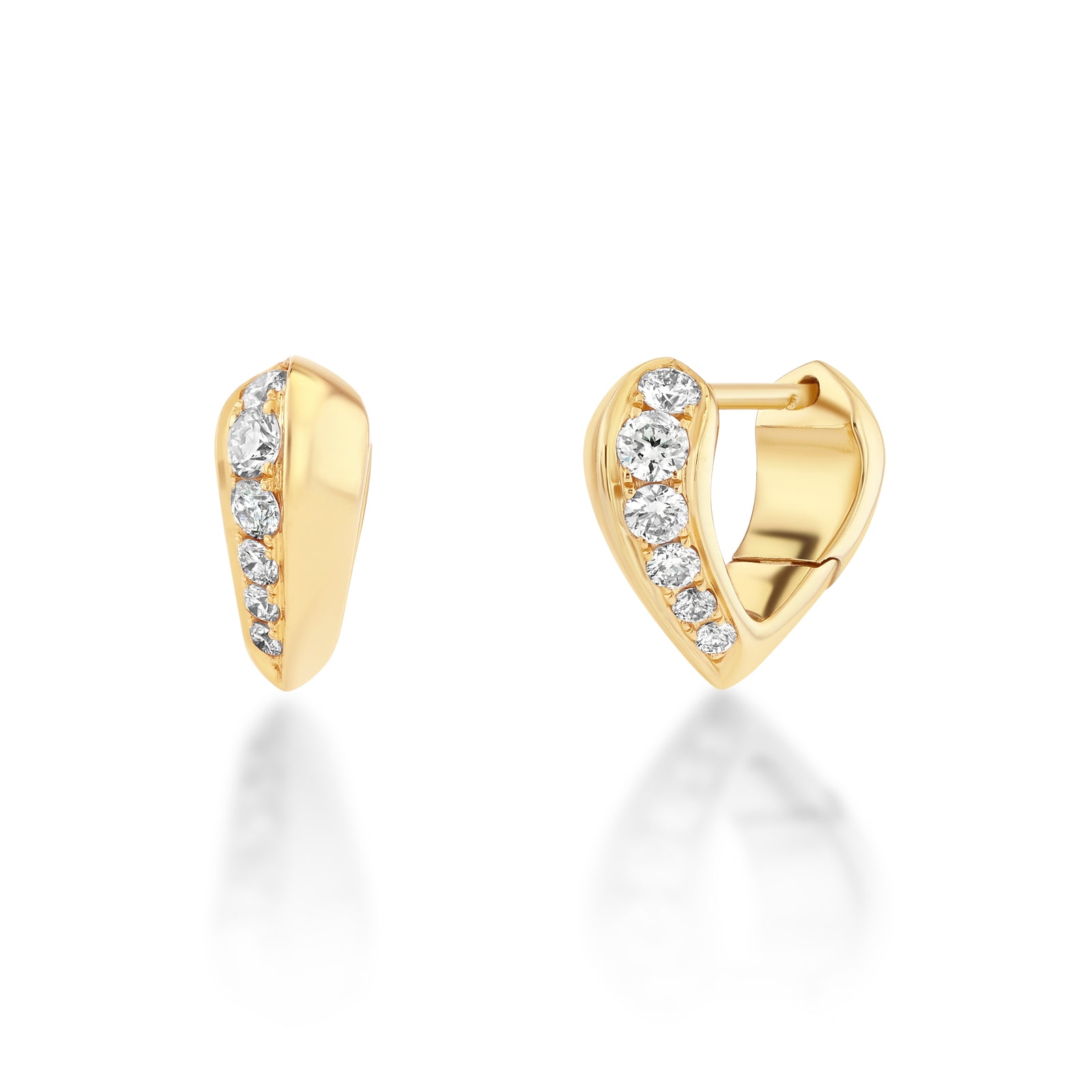 Small Pave Heart Shaped Crescent Huggie