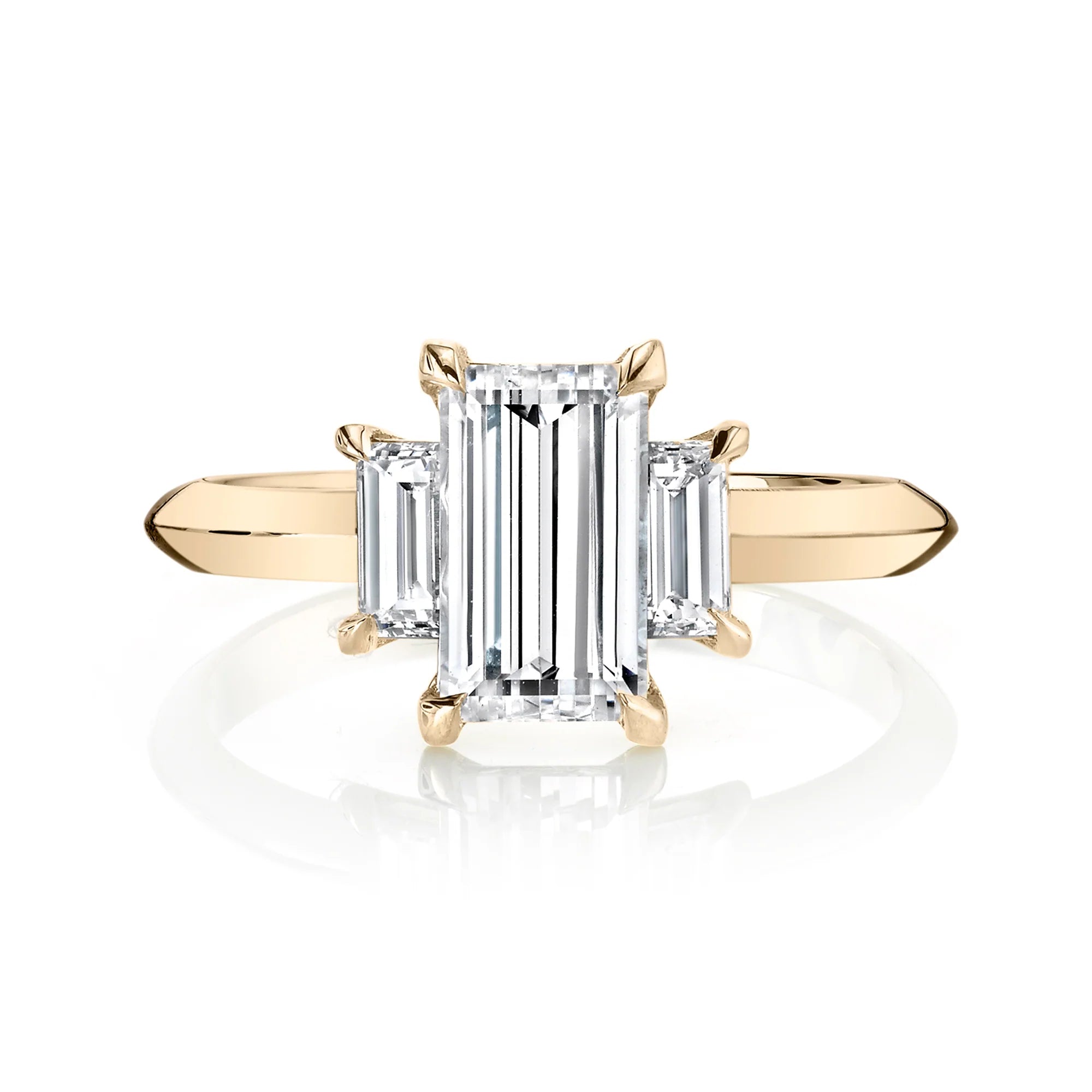 Three Stone Setting with Signature Knife Edge Band