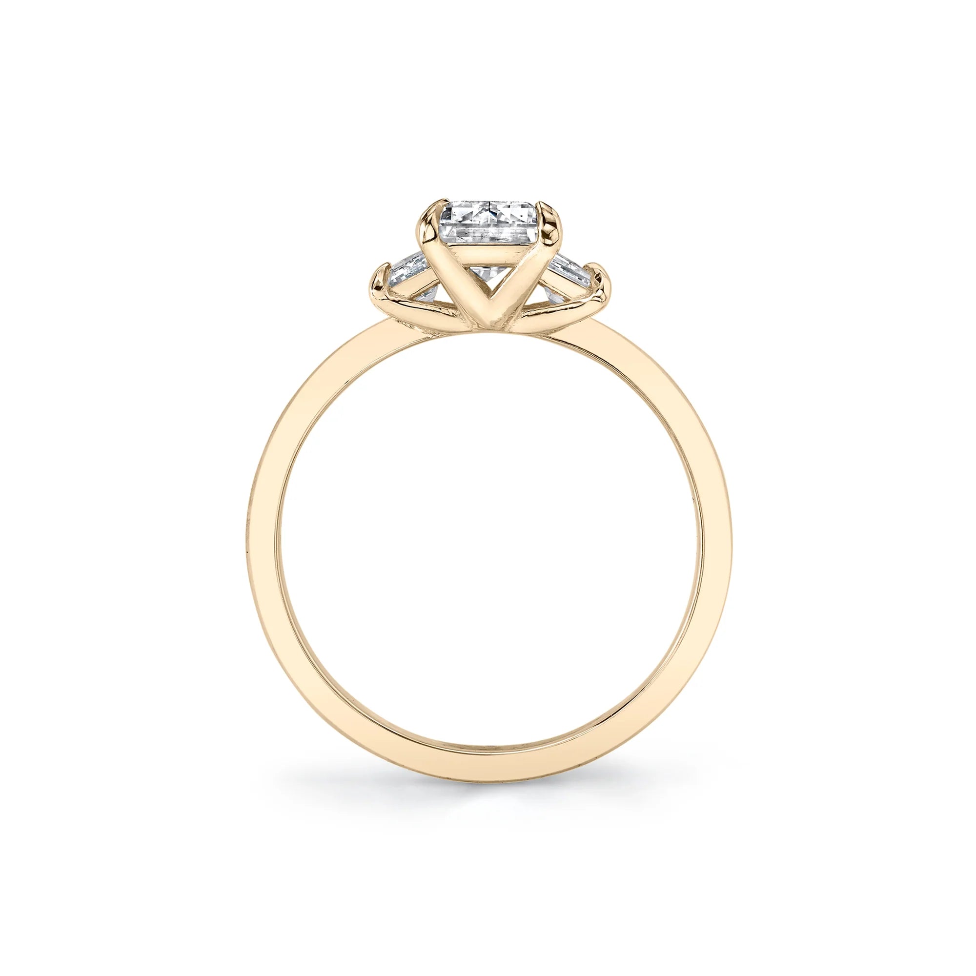 Three Stone Setting with Signature Knife Edge Band