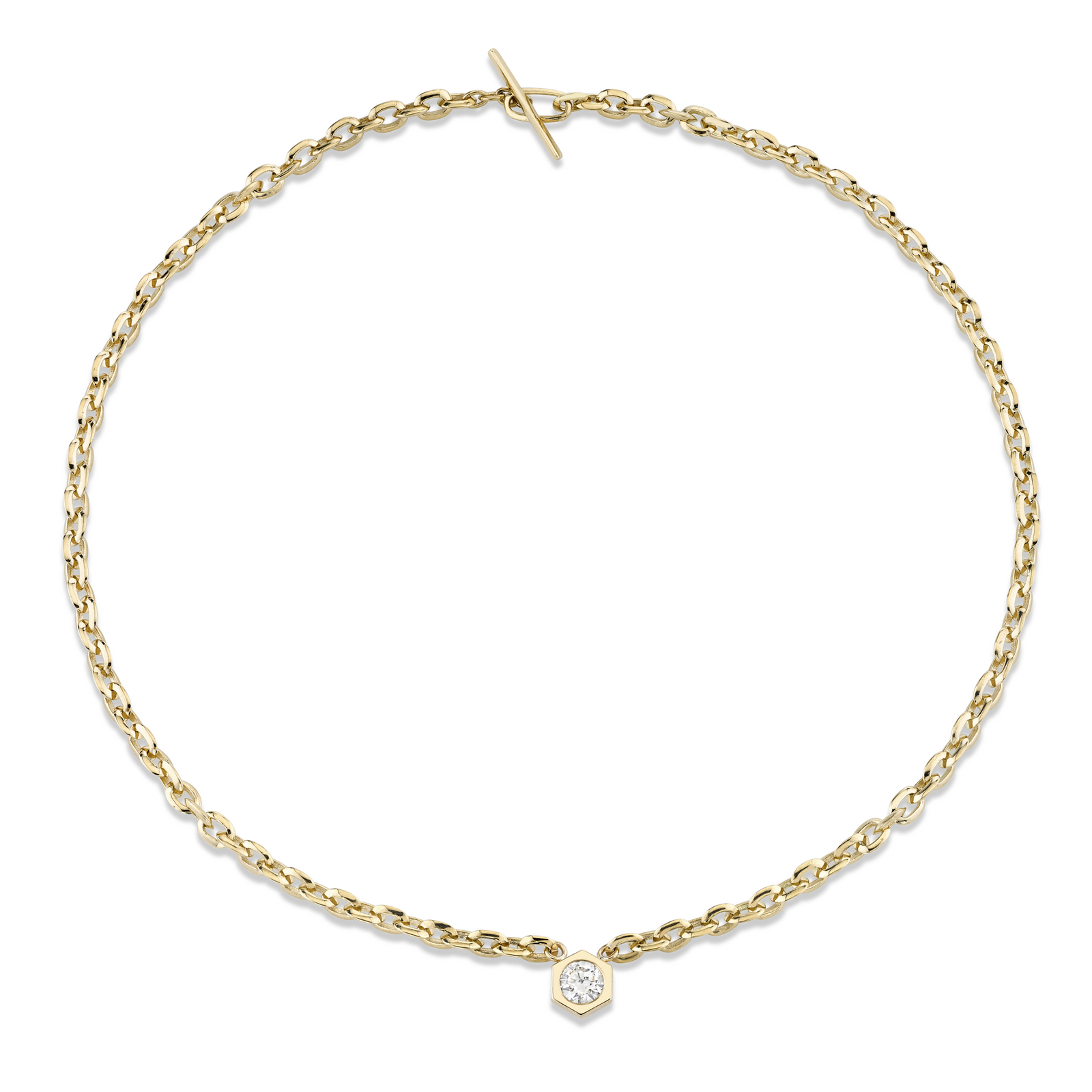Signature XS Link Necklace with Bezeled White Diamond