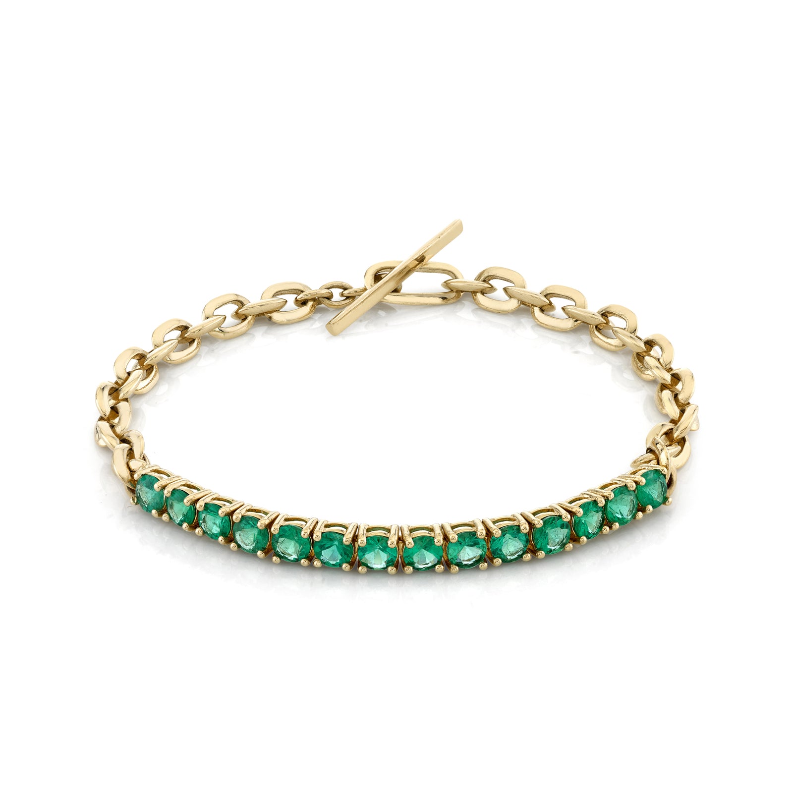 XS Knife Edge and Emerald Tennis Link Bracelet