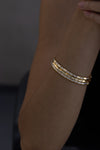 Knife Edge Bar Tennis Link Bracelet with Baguette Diamonds