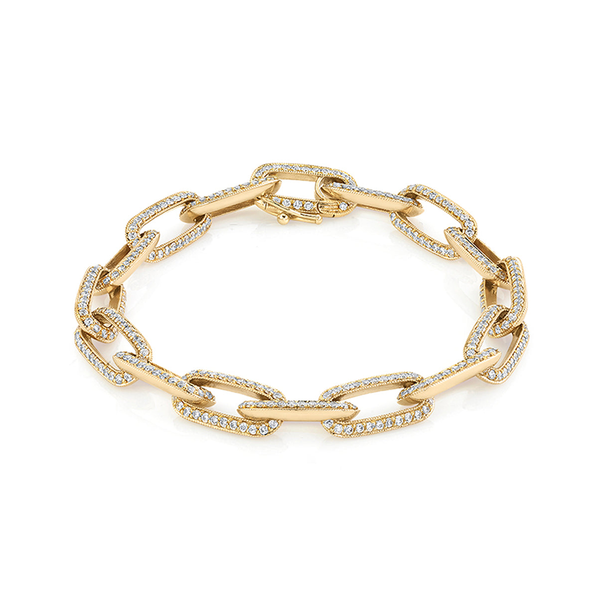 Chubby XL Knife Edge Link Bracelet with One-Sided Pave