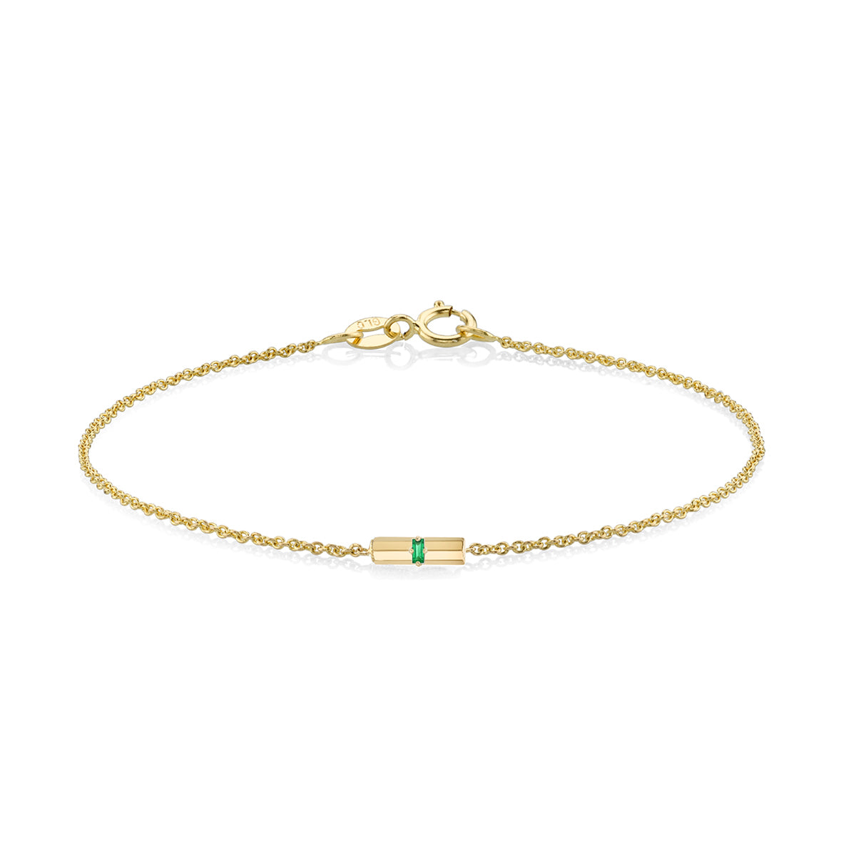 Knife Edge Emerald Baguette Bar Bracelet