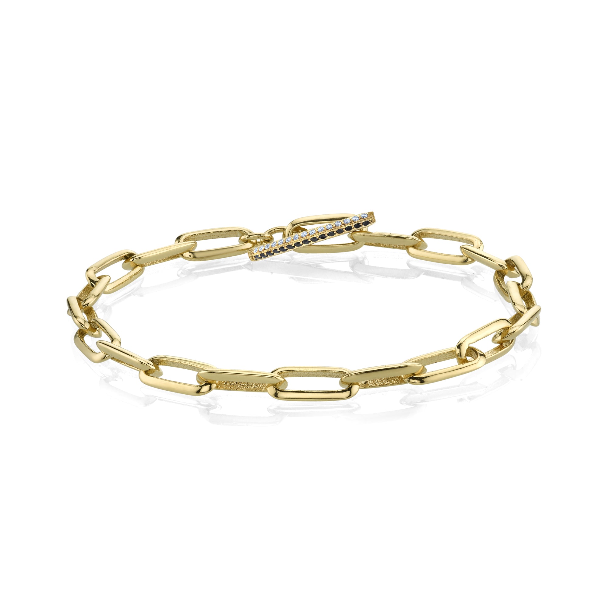 Knife Edge Oval Link Chain Bracelet with Othello Toggle