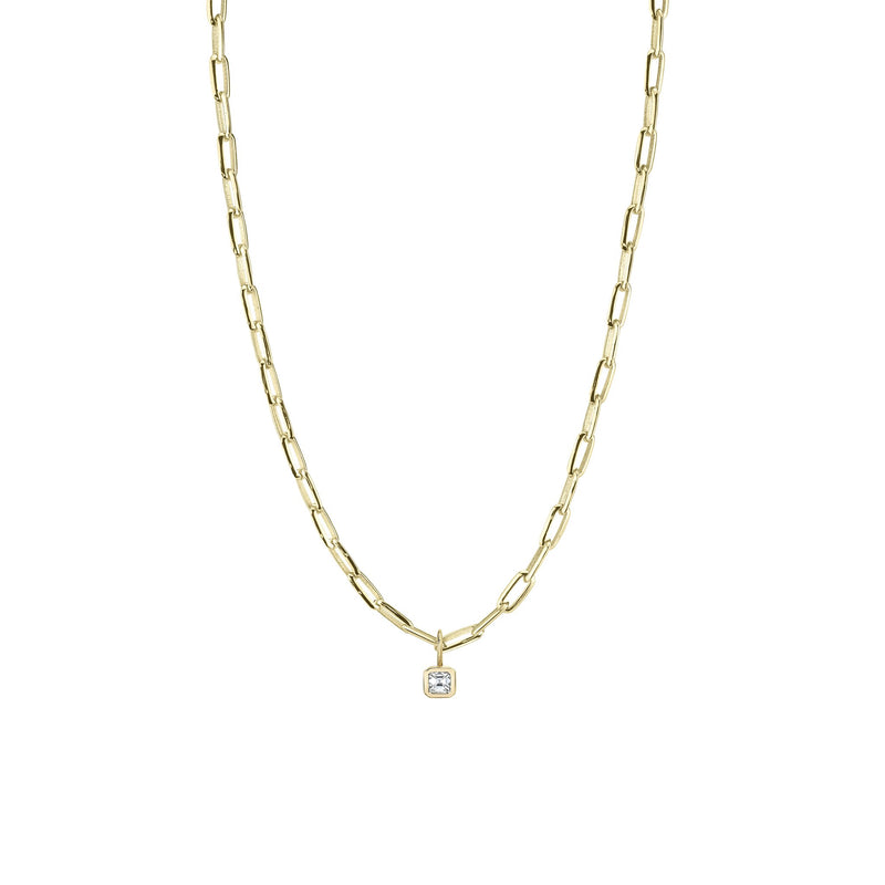 Asscher Diamond Bezel Solitaire Charm