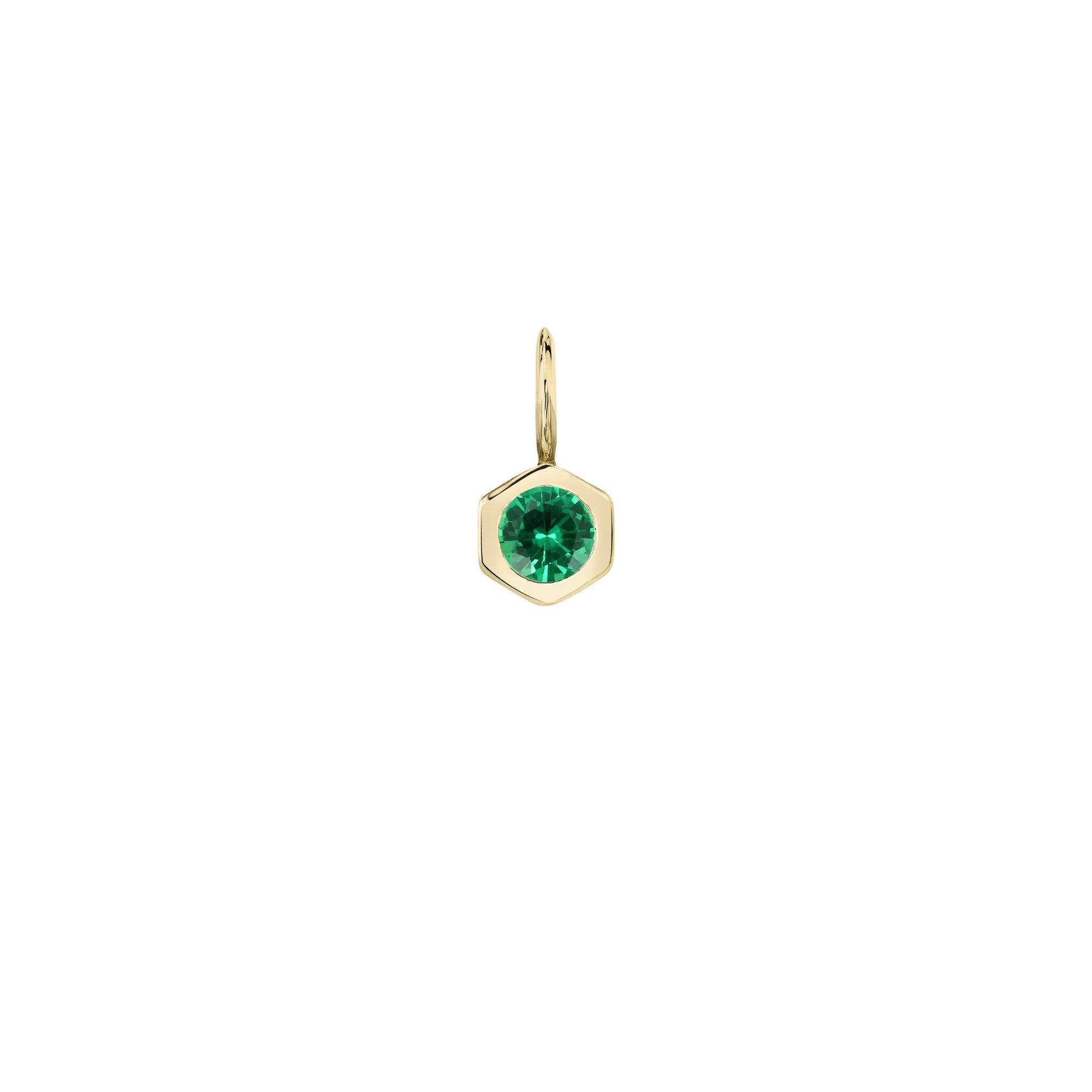 Round Emerald Bezel Solitaire Charm