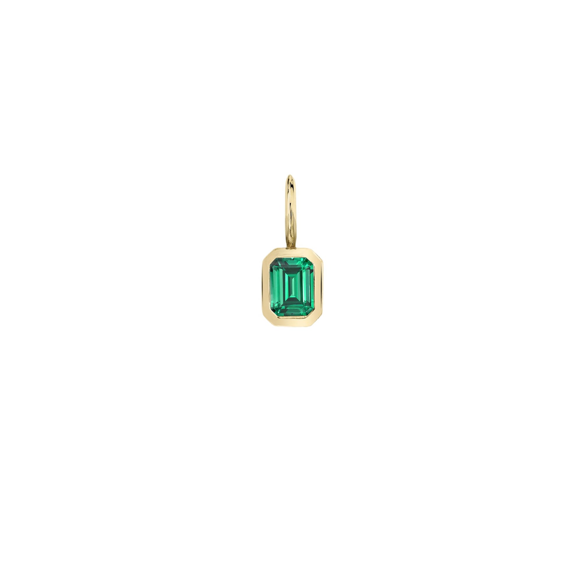 Emerald Cut Emerald Bezel Solitaire Charm