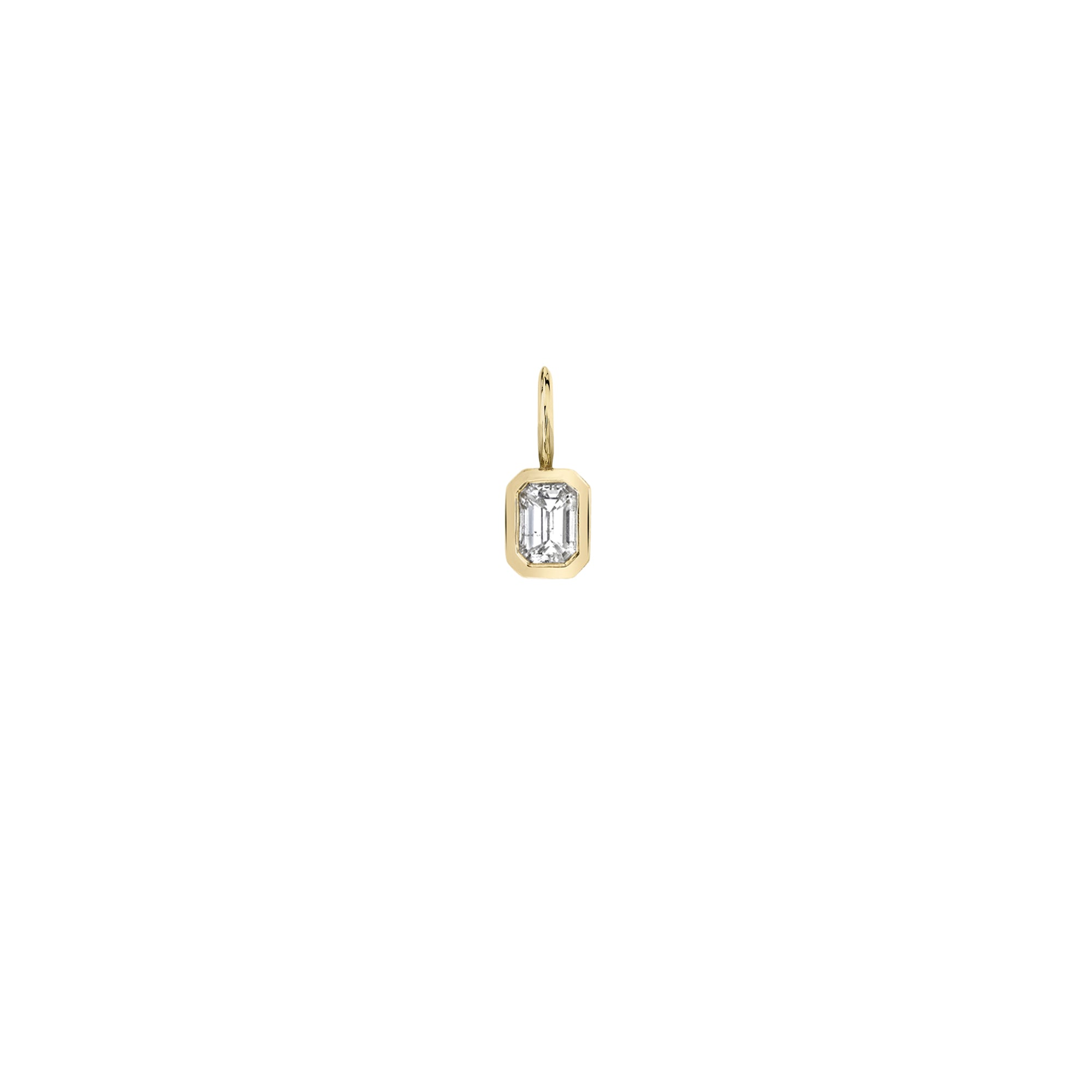 Mini Emerald Cut Diamond Bezel Solitaire Charm