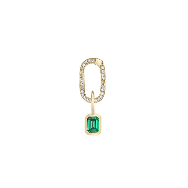 Emerald Cut Emerald Bezel Solitaire Charm