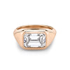 Emerald Cut Diamond Set in Rose Gold Signet Ring