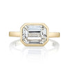 Emerald Cut Diamond with Square Two Sided Pave Band