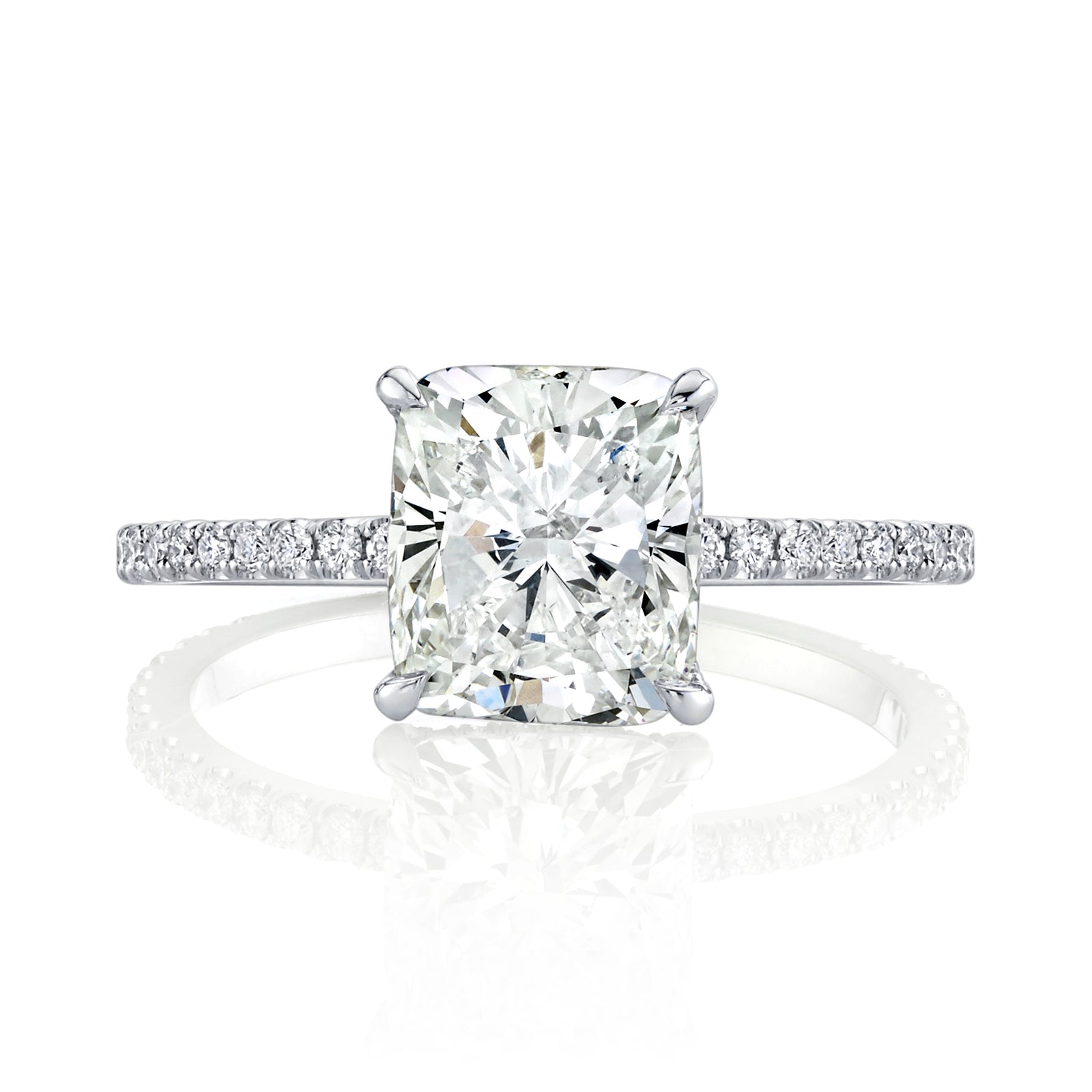 Cushion Cut Diamond on a U Set Pave Band